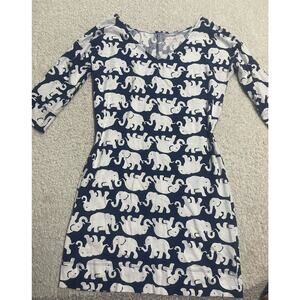 Lilly Pulitzer Women's XS Eliza T Shirt Dress Blue White Pima Cotton Tusk in Sun